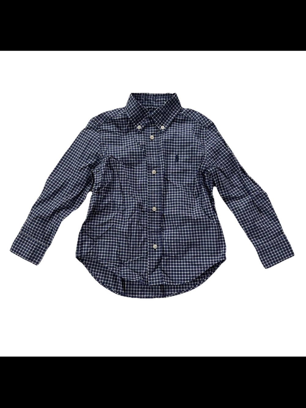 NWT Ralph Lauren Long Sleeve Button Down Shirt Toddler 3T Navy Blue Plaid Preppy